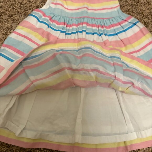 Janie and Jack Striped Dress 18-24 Months Linen Blend Lined Bow Buttons Gathered - Picture 2 of 3